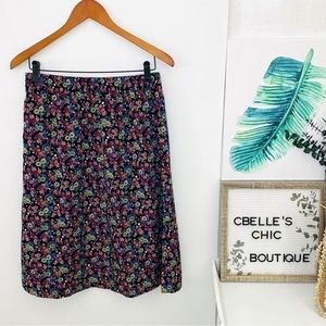 Vintage The Tog Shop Black Floral Cottagecore Farmhouse Skirt